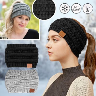 Gorro com rabo-de-cavalo em croché | BEANIEHUT