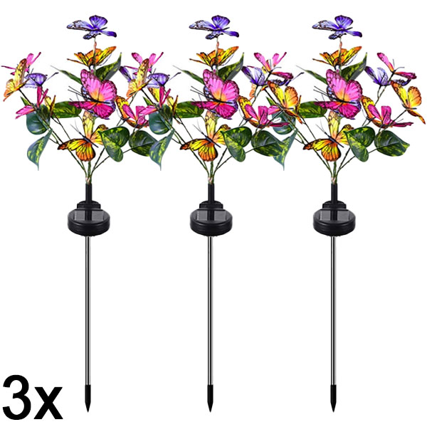 3x Luzes Solares Exteriores com Borboletas | FLUTIX